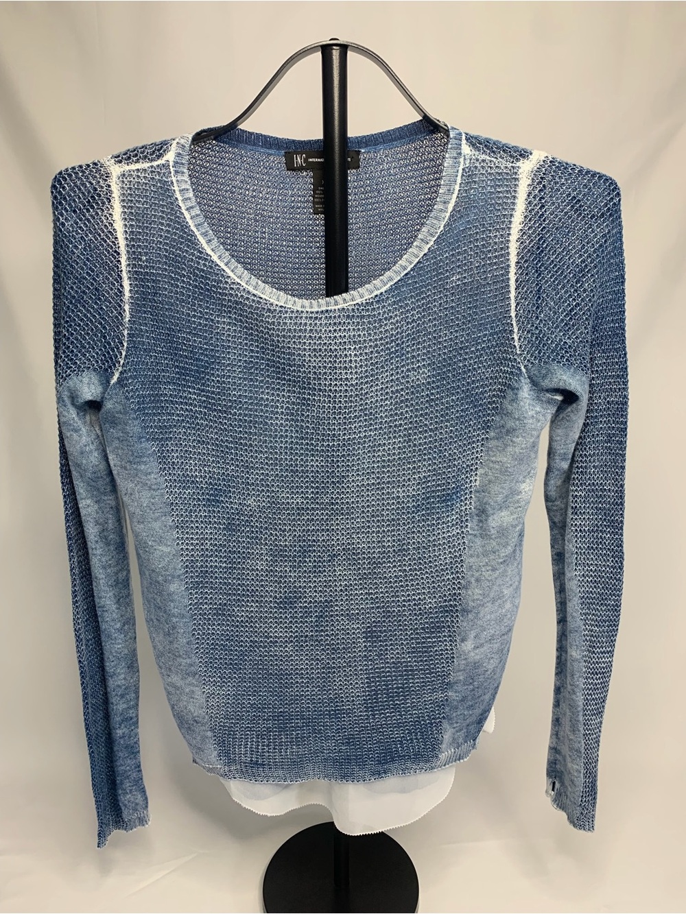 INC International Concepts Washed Blue Crewneck Sweater